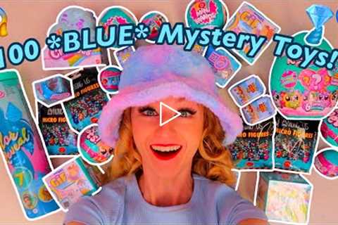 UNBOXING 100 *BLUE ONLY* MYSTERY TOYS!😱💎💙 (MASHEMS, FIDGET GIFS, REAL LITTLES, MYSTERY EGG,..