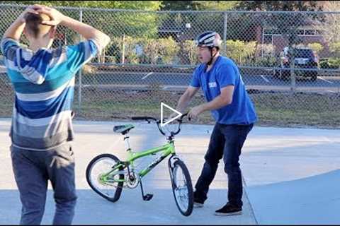 DESTROYING A KID'S BIKE & GIVING HIM A BRAND NEW ONE!