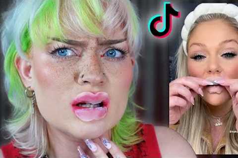 absolutely stupid Tik Tok makeup products (instant lip injections???)